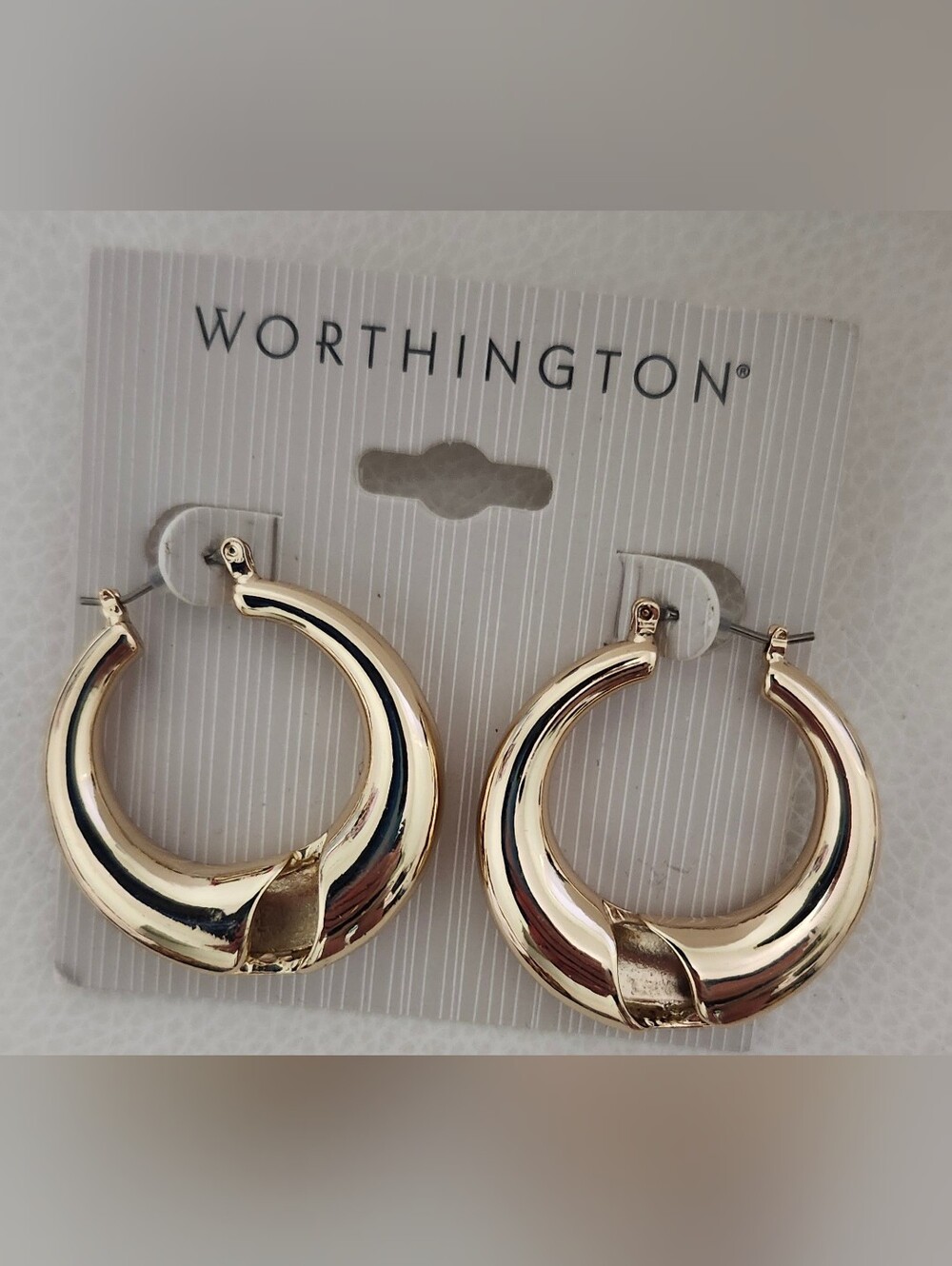 Worthington Shiny Gold Sculpted Hoop Earrings